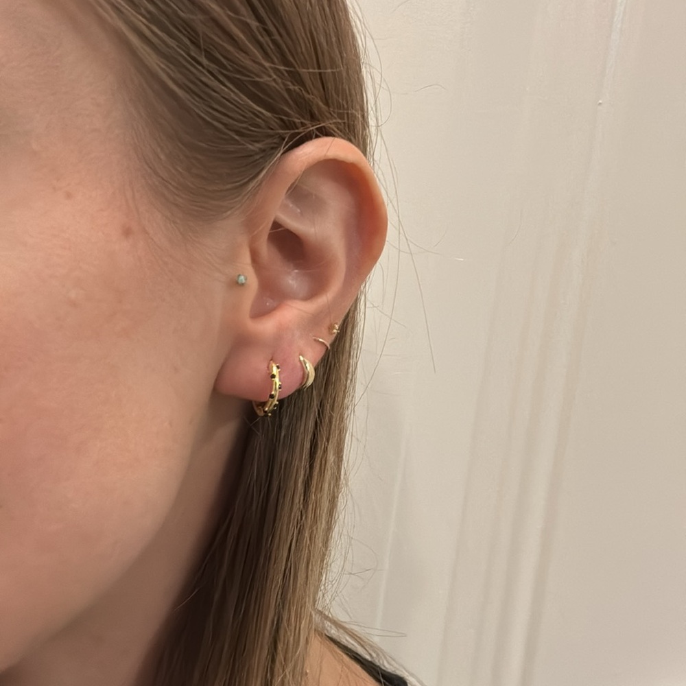 Dainty delicate sterling silver gold CZ black onyx hoop hoops earrings glam pave